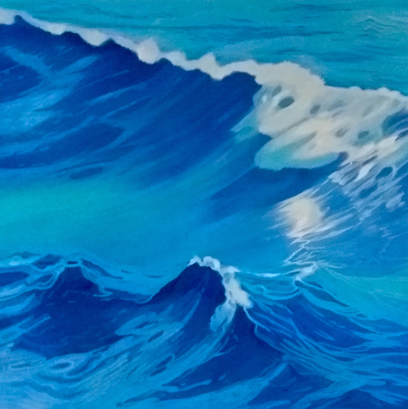 27_Wellenberg (Blue Pacific)<br>Öl auf Leinwand<br>100 x 100